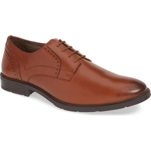 New Hush Puppies Dress Shoes Plain Toe Derby Cognac Leather classic handsome
